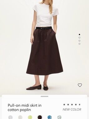 Pull-on midi skirt in cotton poplin